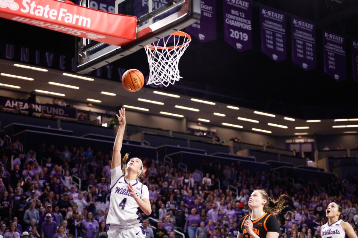 Guard Serena Sundell throws up a shot against the Oklahoma State Cowgirls. Sundell lead the Wildcats to a 69-68 win with 16 points, seven assists and two of both blocks and steals.