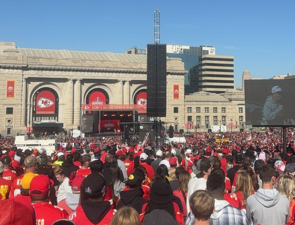 The Kansas City Chiefs' Rally on Feb. 14 began around 1 p.m. Fans gathered to celebrate the Super Bowl LVIII victory. Around 2 p.m. a shooting occurred, leading to a prompt evacuation of the Union Station area. (Photo courtesy of Bret Beard)