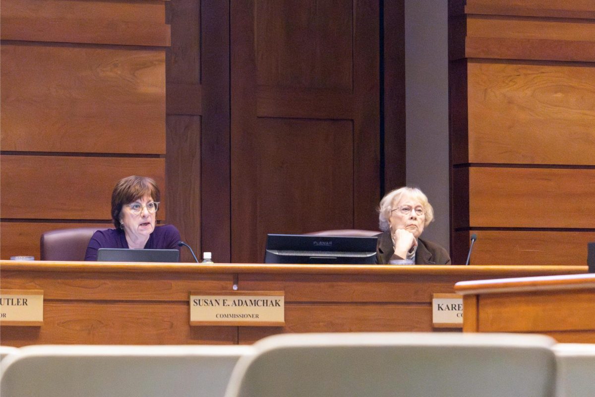 The newly elected city commissioners were trained at Tuesday's meeting. Among the commissioners were Susan Adamchak (left) and Karen McCulloh (right).