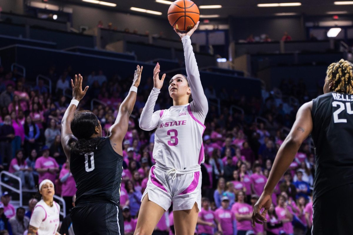 Guard Jaelyn Glenn puts up a layup against UCF. In the 60-58 Wildcat victory, Glenn put up the game-sealing 2, saving K-State from overtime.