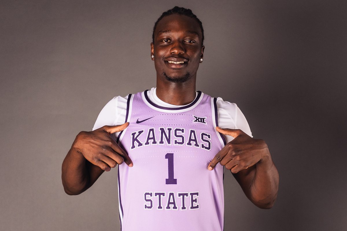 Transfer forward Achor Achor poses during his visit to Manhattan. Achor became the Wildcats' second commit on May 16 and seventh overall for the 2024-25 season. (Photo courtesy of K-State Athletics)