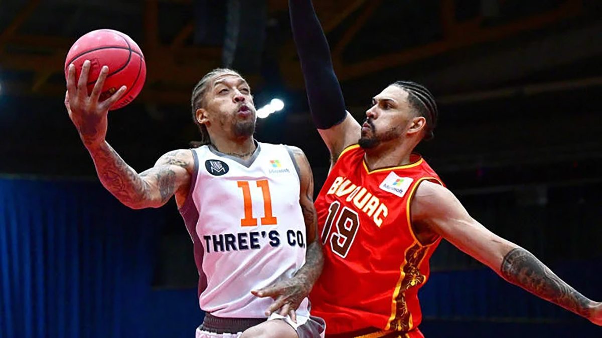 Michael Beasley drives for a layup against a defender in the BIG3 League. Beasley, a former All-American at K-State, was named the league's 2024 MVP (Photo Courtesy of K-State Athletics)