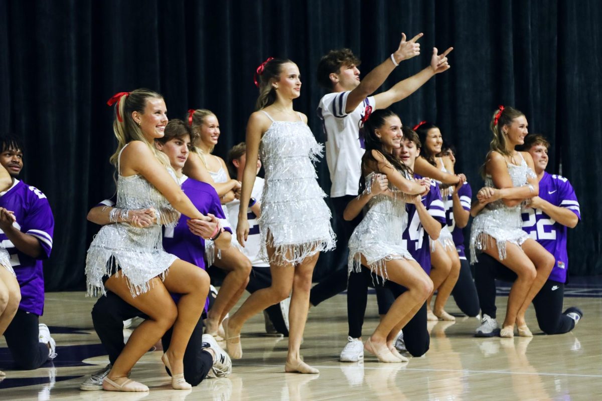 Chi Omega and Pi Kappa Alpha share the stage at Wildcat Request Live, performing a tribute to the Homecoming theme, 