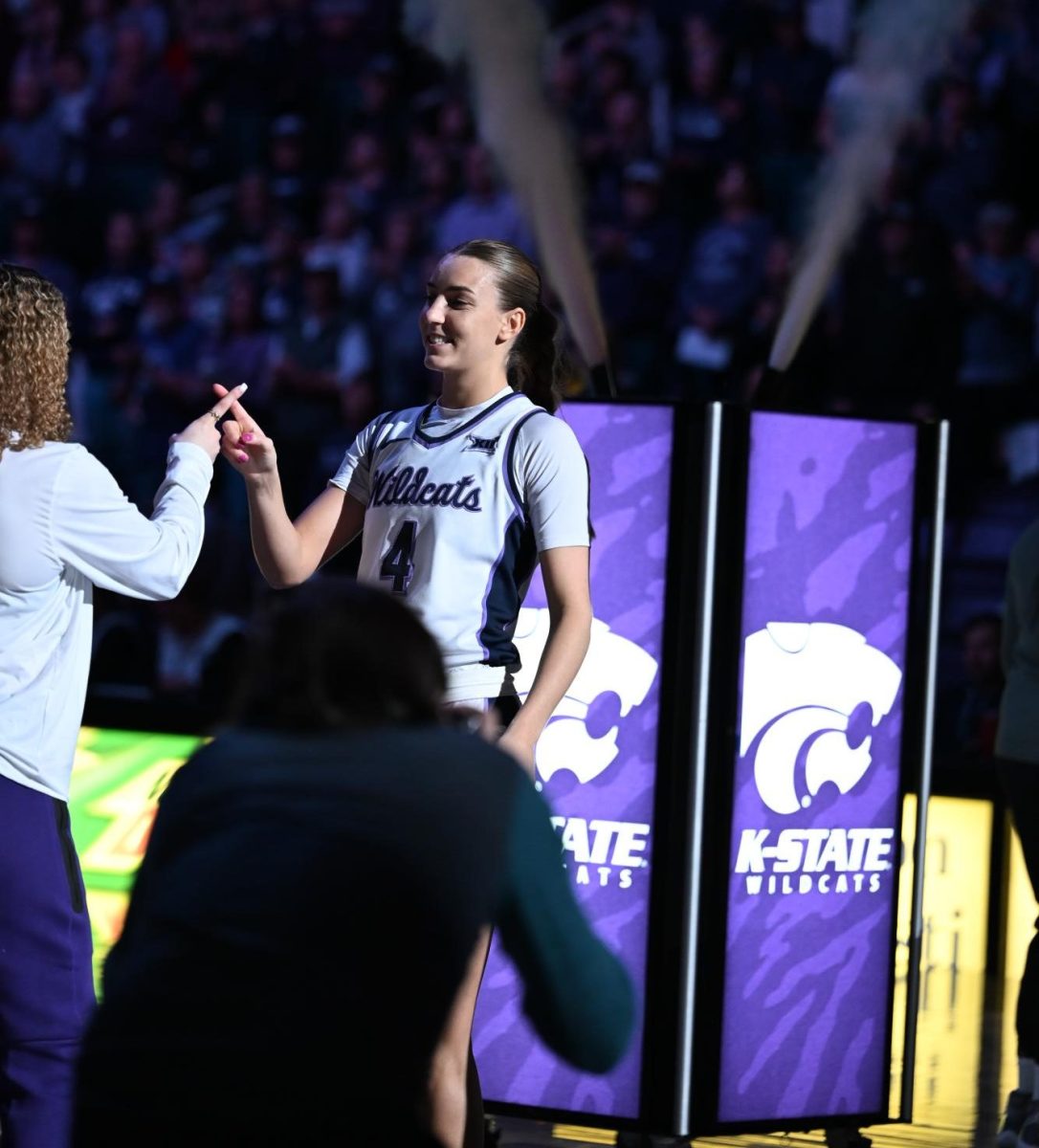 Senior guard Serena Sundell takes the floor during pregame introductions on Thursday against Arizona. Sundell recorded 1,500 career points in the win.